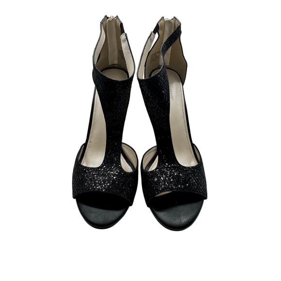 Davids Bridal Saylor Black Glitter Open Toe High Heel Pumps Sz 8.5 Wedding Prom - Picture 3 of 10
